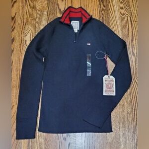 NWT Ralph Lauren Polo Jean's  Black ribbed knit pull over 1/4 zip sweater Sz.M